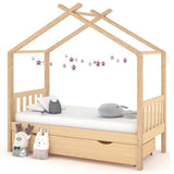 Children's Bed with Drawer Solid Pine Wood Children's Bed