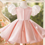 Girls' Color Matching Creative All-match Puff Sleeve Princess Dress