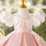 Girls' Color Matching Creative All-match Puff Sleeve Princess Dress