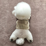 Korea Plaid Khaki Blue Pocket Pajamas For Dogs