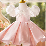 Girls' Color Matching Creative All-match Puff Sleeve Princess Dress