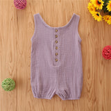 Baby Rompers Sleeveless Solid Color Cotton And Linen Rompers Baby Rompers