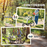 Bike Trailer for Kids 3 In1 Foldable Child Jogger Stroller Baby Stroller Transport Carrier with Shock Absorber System Rubber Tires Adjustable Handlebar Kid Bicycle Trailer and
