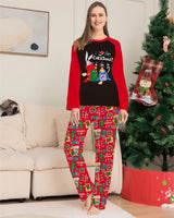 Holiday Pajamas Red Suit Cute Spliced Pattern